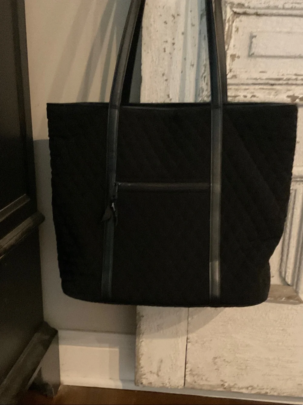 Vera Bradley large Black Quilted Tote with interior ”rose” pattern discontinued.